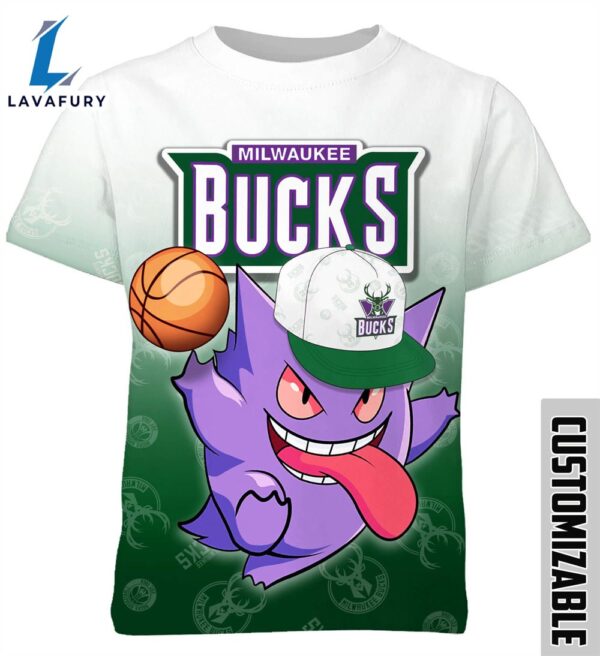 NBA Milwaukee Bucks Pokemon Gengar Tshirt Adult And Kid Tshirt