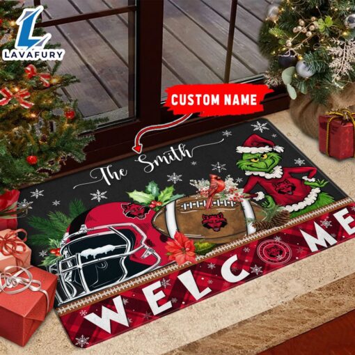 NCAA Arkansas State Red Wolves Grinch Christmas Welcome  Football Doormat – Custom Name