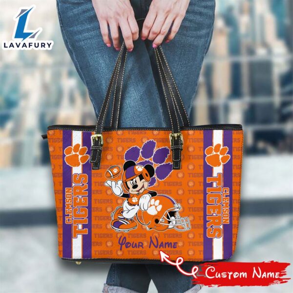 NCAA Clemson Tigers Mickey Women Leather Tote Bag