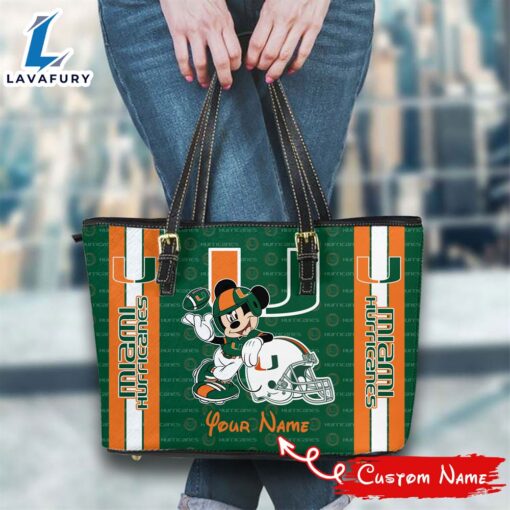 NCAA Miami Hurricanes Mickey Women Leather Tote Bag