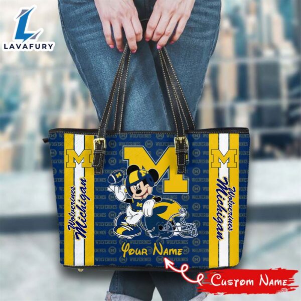 NCAA Michigan Wolverines Mickey Women Leather Tote Bag