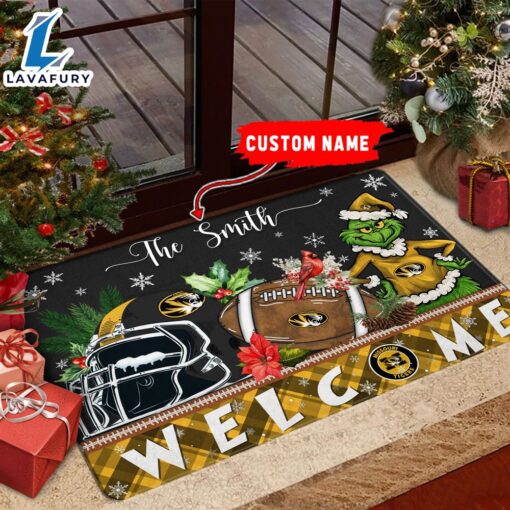 NCAA Missouri Tigers Grinch Christmas Welcome  Football Doormat – Custom Name