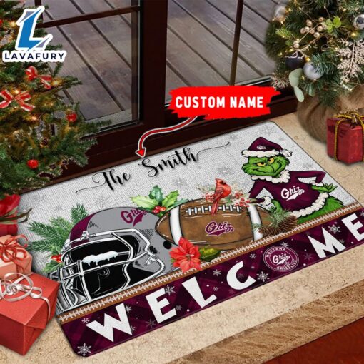 NCAA Montana Grizzlies Grinch Christmas Welcome  Football Doormat – Custom Name