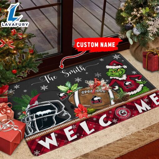 NCAA Northern Illinois Huskies Grinch Christmas Welcome  Football Doormat – Custom Name