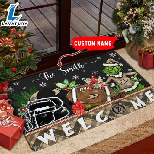 NCAA Purdue Boilermakers Grinch Christmas Welcome  Football Doormat – Custom Name
