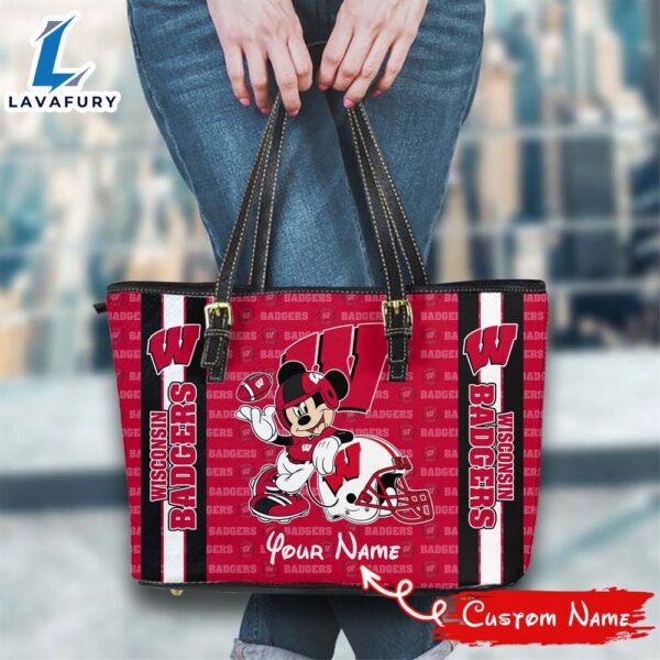 NCAA Wisconsin Badgers Mickey Women Leather Tote Bag