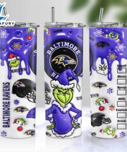 NFL Baltimore Ravens Grinch Inflated 3D Skinny Tumbler M2