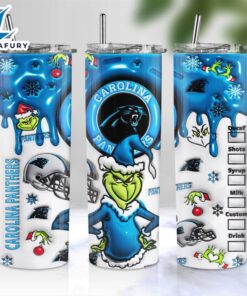 NFL Carolina Panthers Grinch Inflated 3D Skinny Tumbler M2