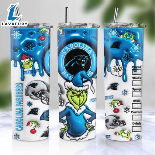 NFL Carolina Panthers Grinch Inflated 3D Skinny Tumbler M2