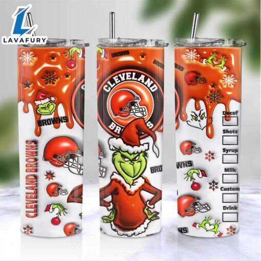 NFL Cleveland Browns Grinch Inflated 3D Skinny Tumbler M2