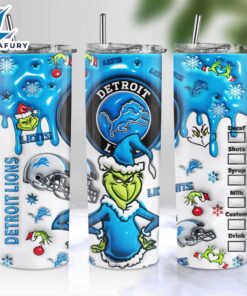 NFL Detroit Lions Grinch Inflated 3D Skinny Tumbler M2
