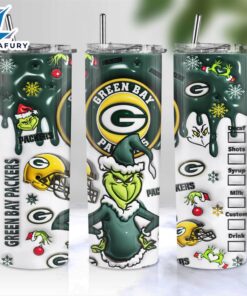NFL Green Bay Packers Grinch Inflated 3D Skinny Tumbler M2