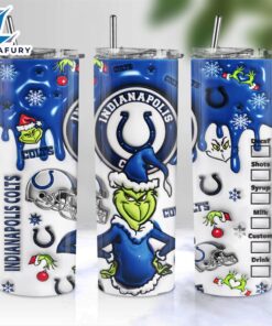 NFL Indianapolis Colts Grinch Inflated 3D Skinny Tumbler M2