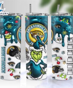 NFL Jacksonville Jaguars Grinch Inflated 3D Skinny Tumbler M2