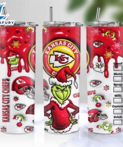 NFL Kansas City Chiefs Grinch Inflated 3D Skinny Tumbler M2