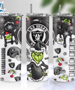 NFL Las Vegas Raiders Grinch Inflated 3D Skinny Tumbler M2