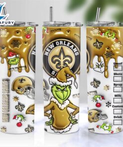 NFL New Orleans Saints Grinch Inflated 3D Skinny Tumbler M2