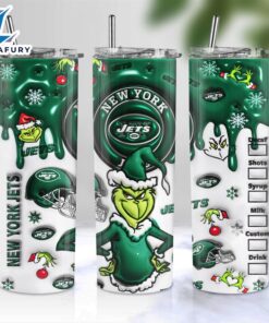 NFL New York Jets Grinch Inflated 3D Skinny Tumbler M2