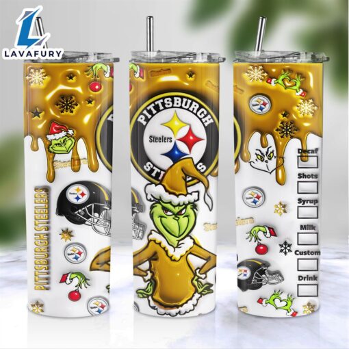 NFL Pittsburgh Steelers Grinch Inflated 3D Skinny Tumbler M2