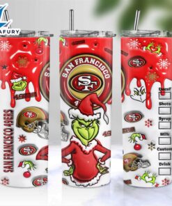 NFL San Francisco 49ers Grinch Inflated 3D Skinny Tumbler M2