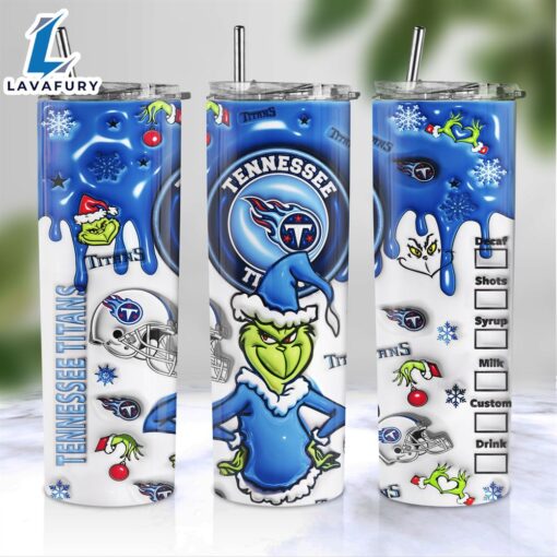 NFL Tennessee Titans Grinch Inflated 3D Skinny Tumbler M2