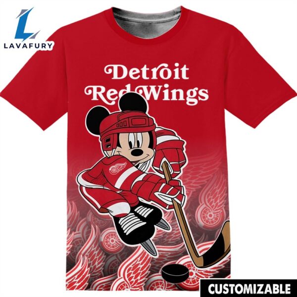 NHL Detroit Red Wings Disney Mickey Tshirt Adult And Kid Tshirt