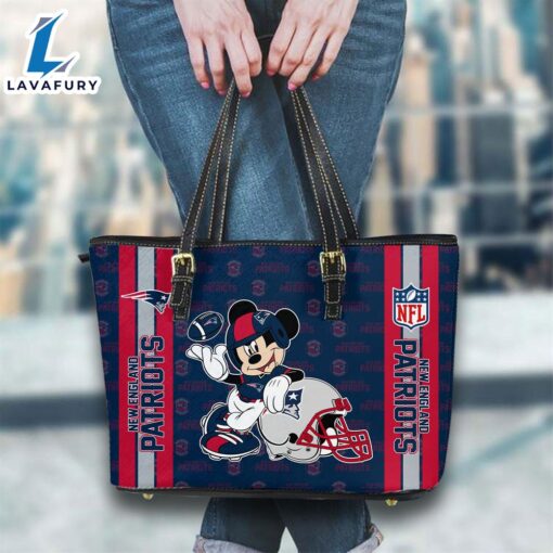 New England Patriots NFL Mickey Women Leather Tote Bag