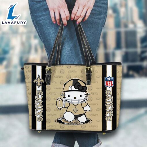 New Orleans Saints NFL Kitty Women Leather Tote Bag