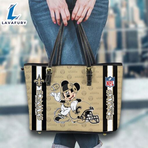 New Orleans Saints NFL Mickey Women Leather Tote Bag