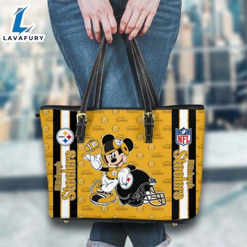 Pittsburgh Steelers NFL Mickey Women Leather Tote Bag