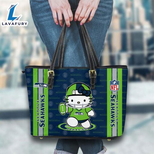 Seattle Seahawks NFL Kitty Women Leather Tote Bag