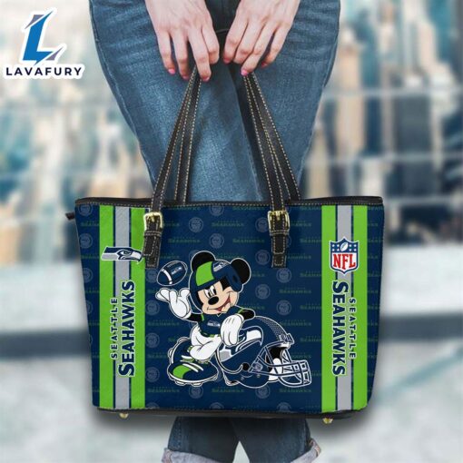 Seattle Seahawks NFL Mickey Women Leather Tote Bag