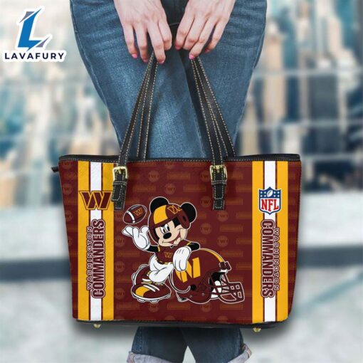 Washington Commanders NFL Mickey Women Leather Tote Bag