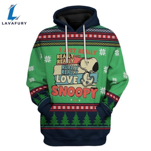 3d I Just Really Love Snoopy Custom Christmas Tshirt  Hoodie Apparel