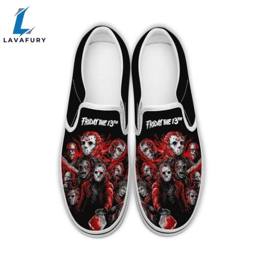 Black Jason Voorhees Friday The 13th Movie Printed Vans Slip On Shoes Halloween Gift