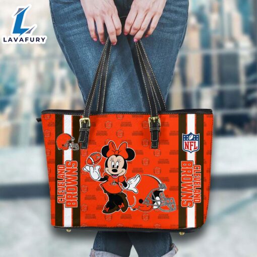 Cleveland Browns NFL Minnie Women Leather Tote Bag