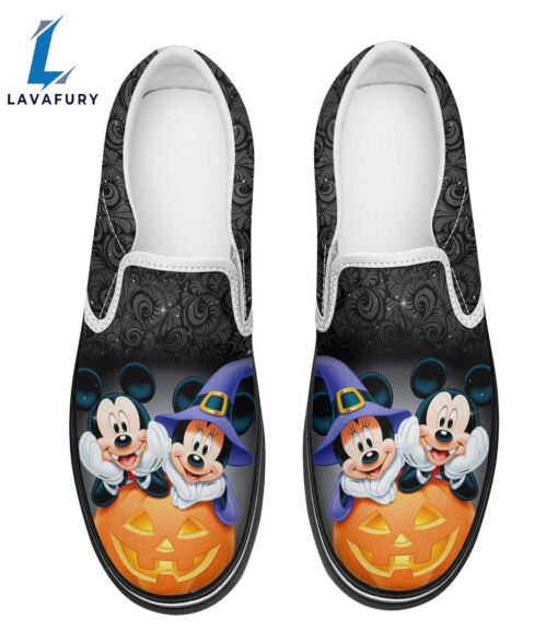 Couple Mickey And Minnie Halloween Pumpkin Slip On Shoes Sneakers