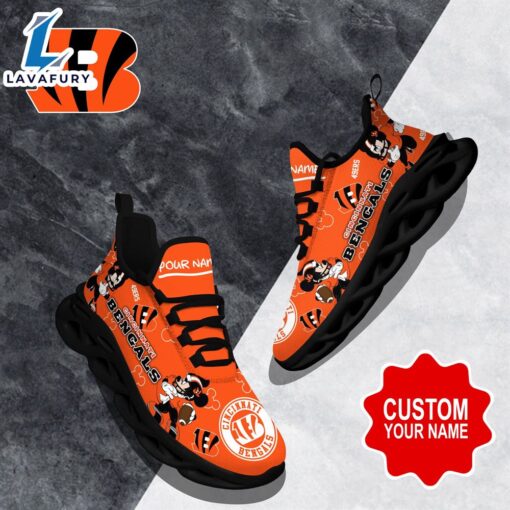 Custom Name Mickey Cincinnati Bengals Clunky Shoes