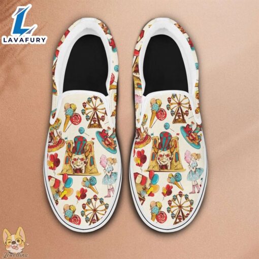 Funny Halloween Circus Slip On Shoes