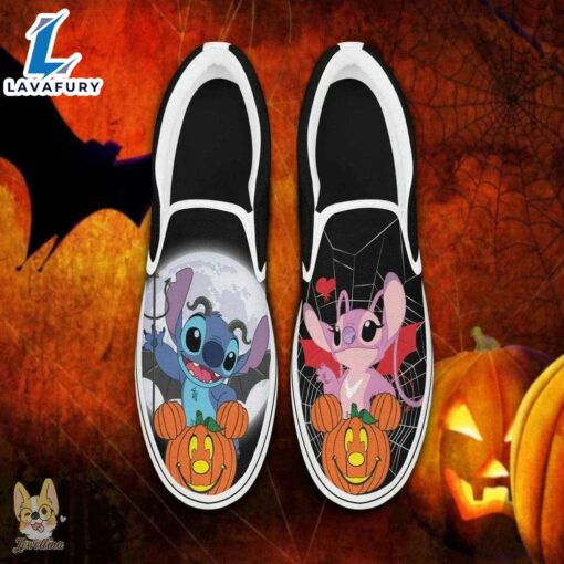 Halloween Angel And Stitch Disney Lilo And Stitch Slip On Shoes