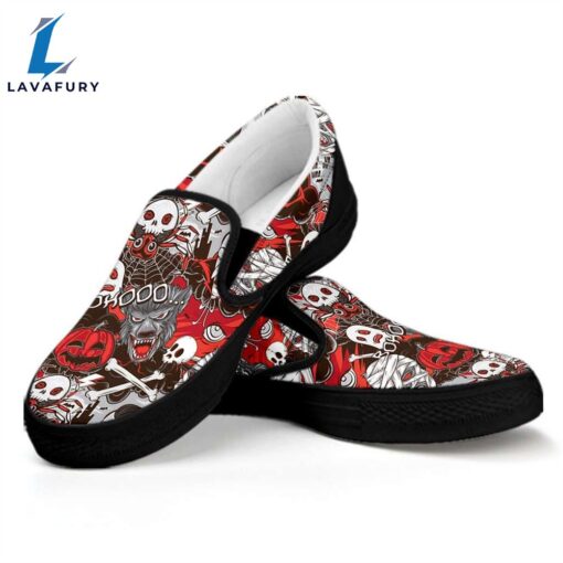 Halloween Monsters Pattern Casual Vans Slip On Shoes