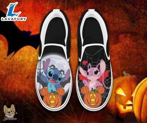 Halloween Stitch And Angel Slip On Shoes