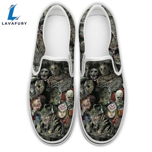 Horror Killer Friday The 13th Vans Freddy Krueger Printed Vans Slip On Shoes Halloween Gift