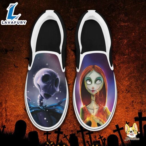 Jack And Sally Halloween Town Nightmare Slip On Shoes