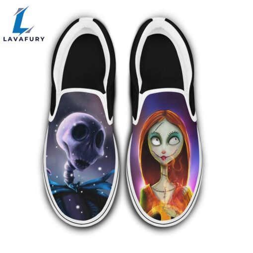 Jack Skellington And Sally Black Disney Halloween Slip On Shoes