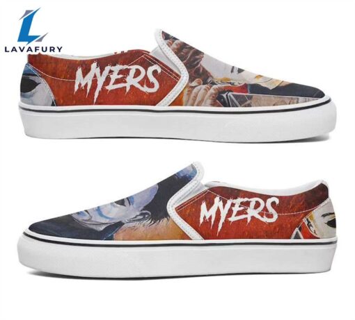 Michael Myers And Jason Voorhees Custom Printed Horror Movie Gift Halloween Slip On Shoes