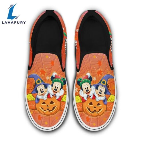 Mickey And Minnie Disney Halloween Thanksgiving Christmas Slip On Shoes