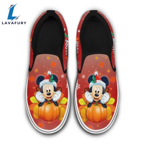 Mickey Mouse Disney Halloween Thanksgiving Christmas Happy Hallothanksmas Slip On Shoes