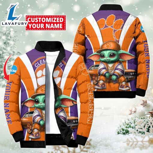 NCAA Clemson Tigers Sport Baby Yoda Puffer Jacket For Fans