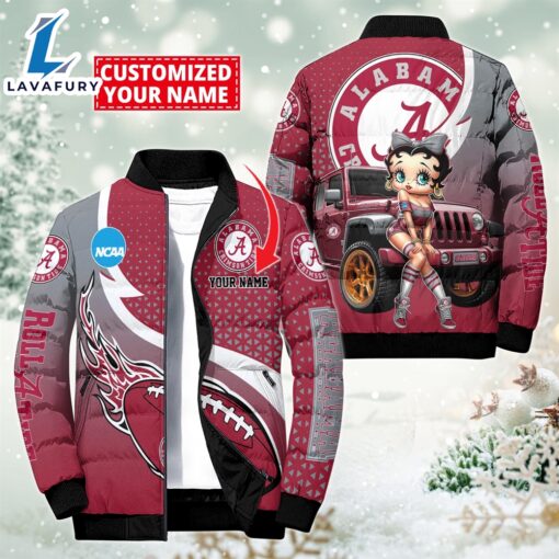 NCAA Disney Betty Boop Alabama Crimson Tide Sport Puffer Jacket For Fans